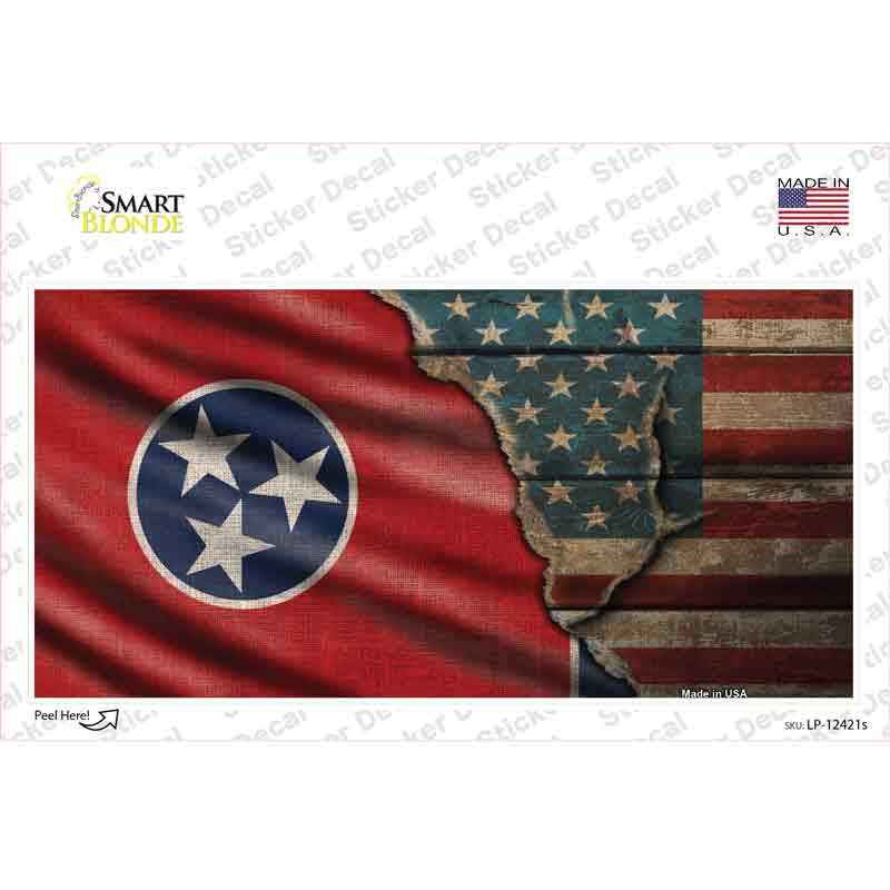 Tennessee/American Flag Novelty Sticker Decal Small