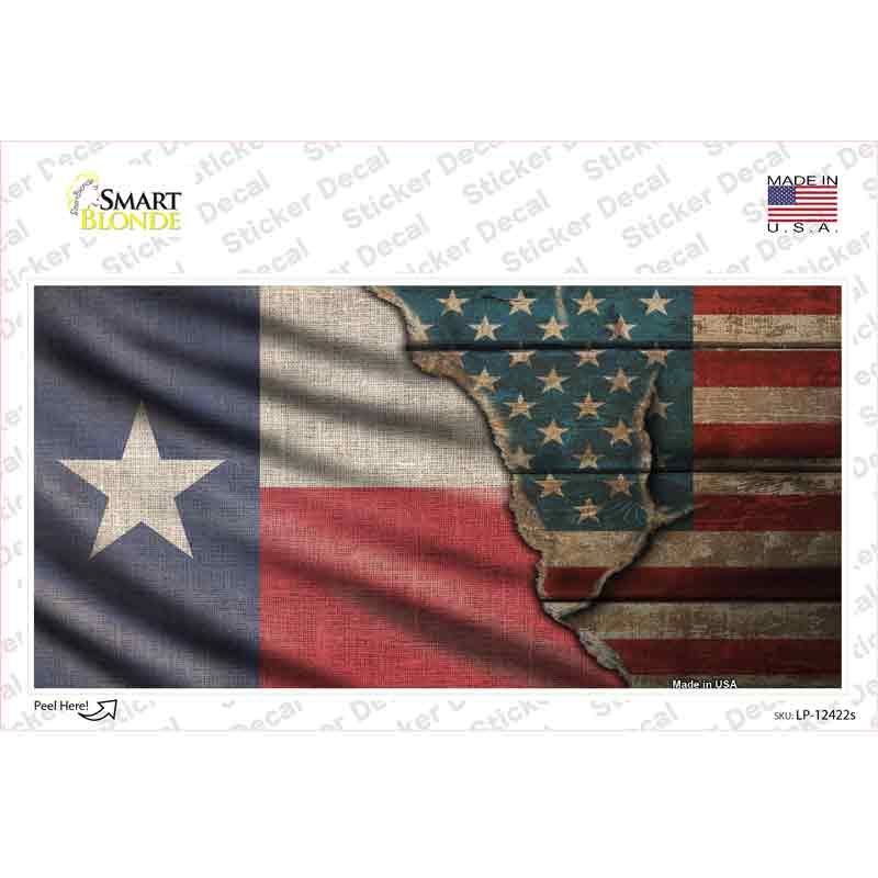 Texas/American Flag Novelty Sticker Decal Small