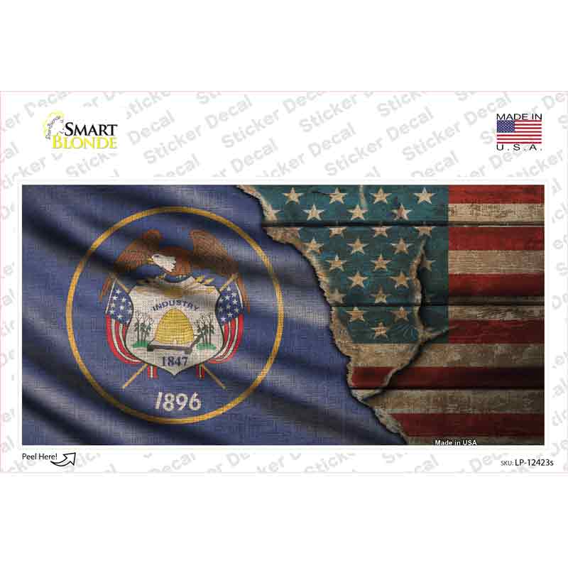Utah/American Flag Novelty Sticker Decal