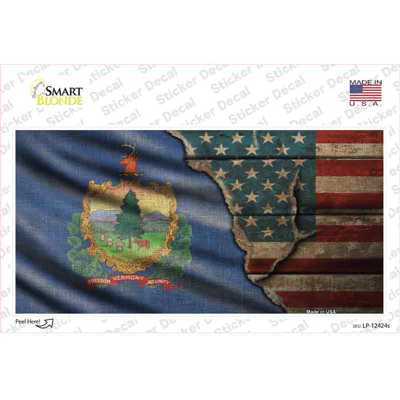 Vermont/American Flag Novelty Sticker Decal Small