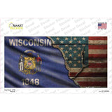 Wisconsin/American Flag Novelty Sticker Decal Small