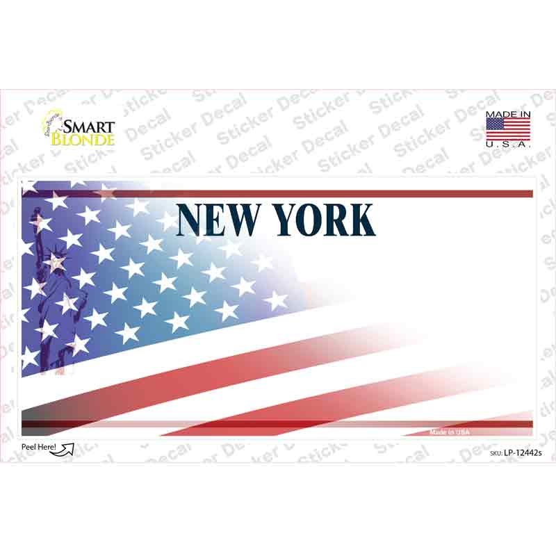 New York Liberty American Flag Novelty Sticker Decal Small