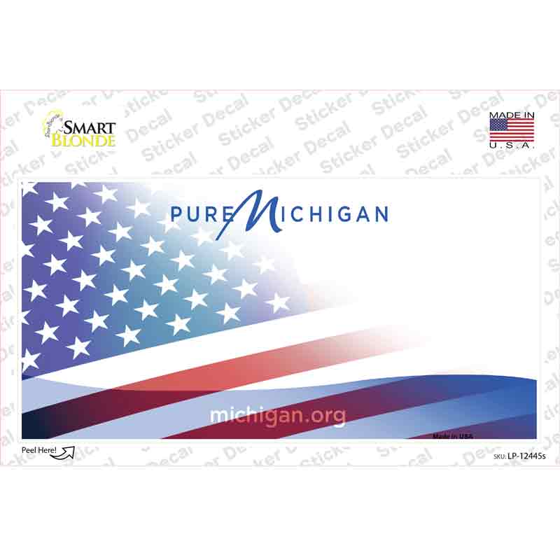 Pure Michigan American Flag Novelty Sticker Decal Small