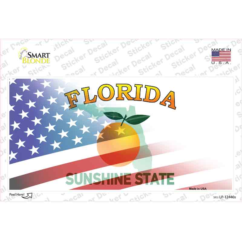 Florida Half American Flag Novelty Sticker Decal Small