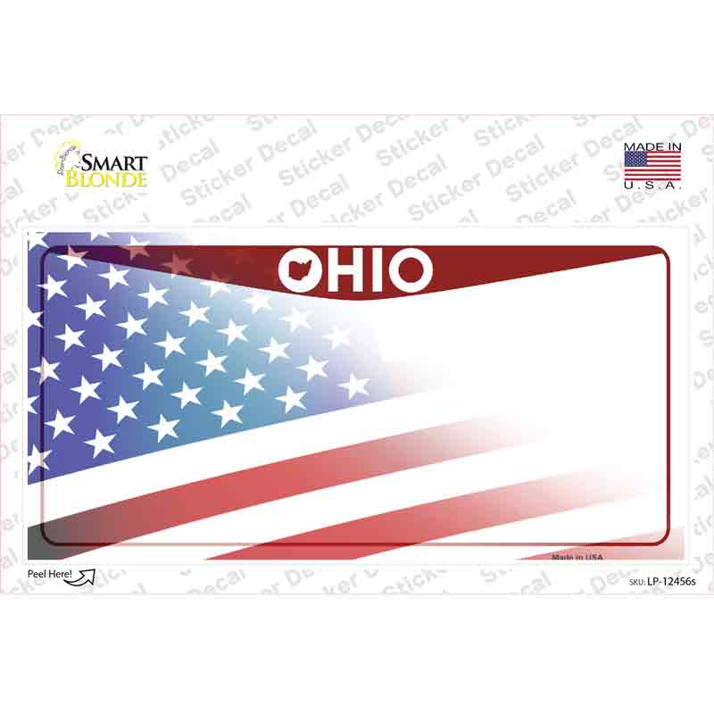 Ohio State American Flag Novelty Sticker Decal Small