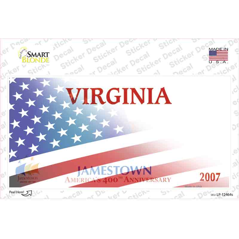 Virginia Half American Flag Novelty Sticker Decal Small