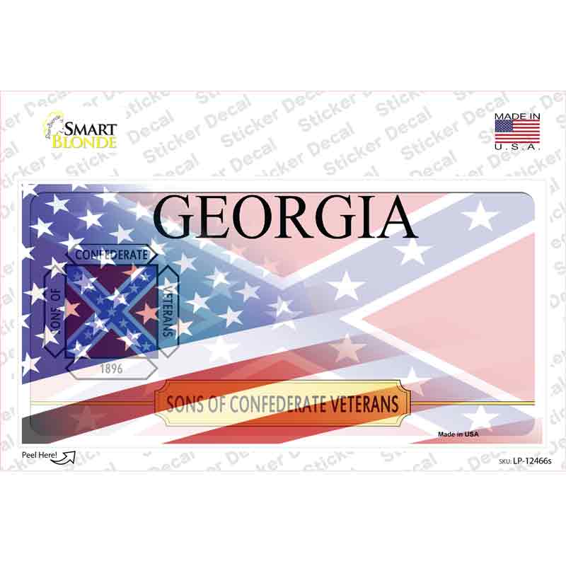 Georgia Confederate Flag American Flag Novelty Sticker Decal Small