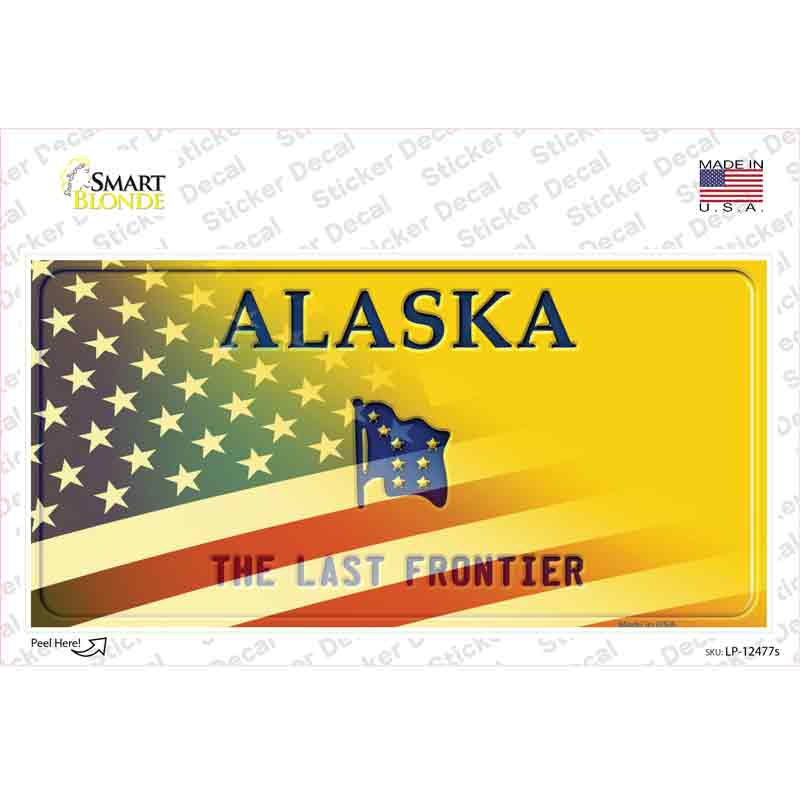 Alaska Half American Flag Novelty Sticker Decal Small