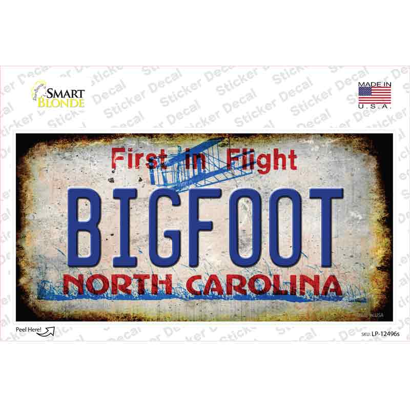 Bigfoot North Carolina Novelty Sticker Decal Small