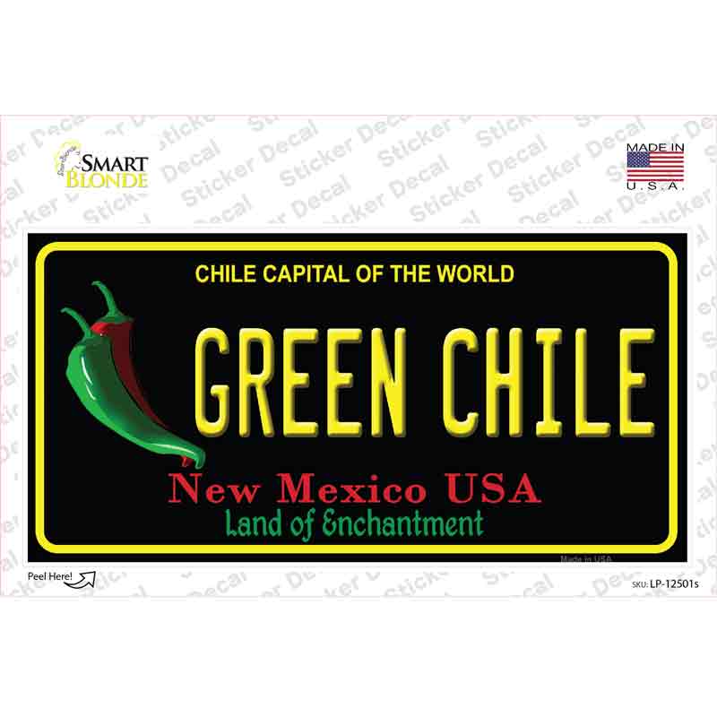 Green Chile New Mexico Black Novelty Sticker Decal Small