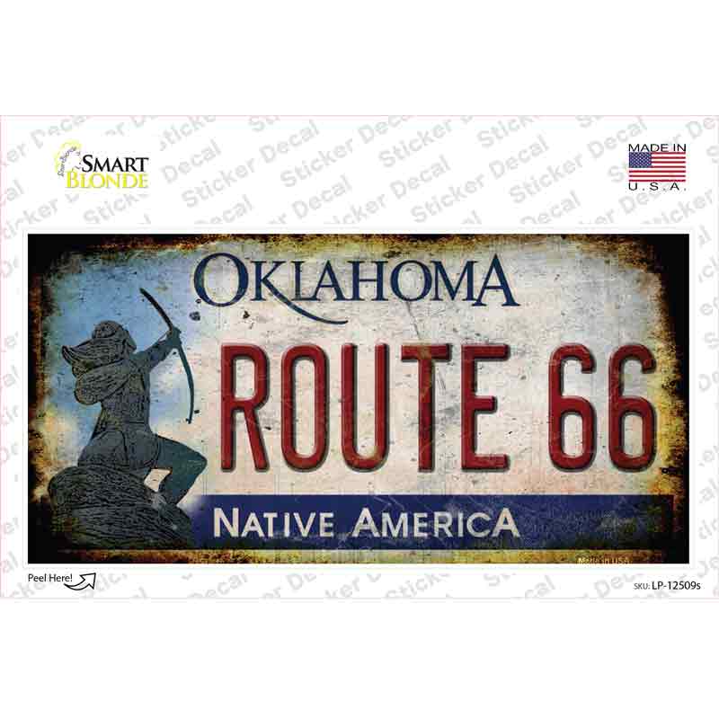 Route 66 Oklahoma Rusty Novelty Sticker Decal Small