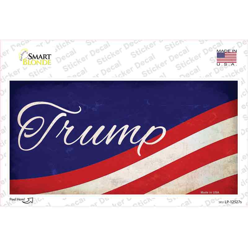 Trump on Waving Flag Novelty Sticker Decal Small