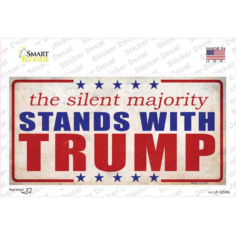 Silent Majority Stands with Trump Novelty Sticker Decal Small