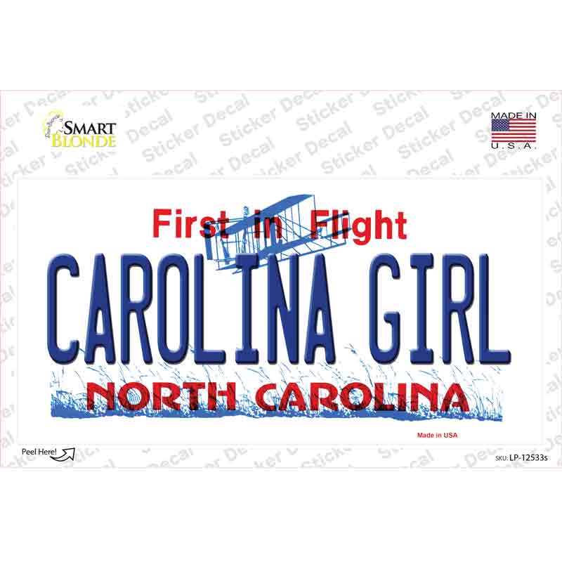 Carolina Girl North Carolina Novelty Sticker Decal Small