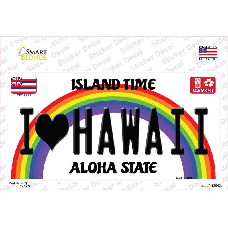 I Love Hawaii Novelty Sticker Decal Small