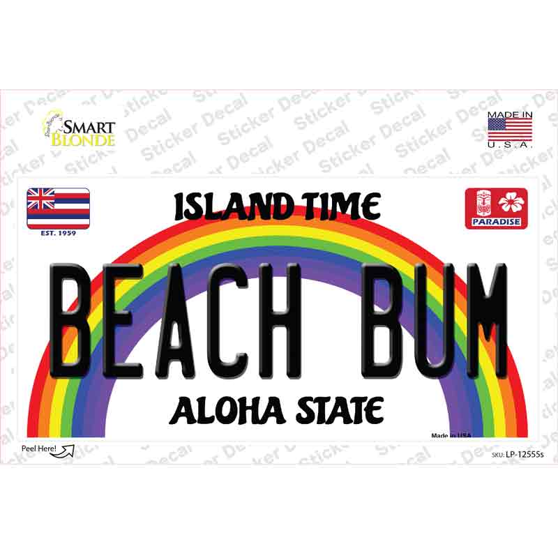 Beach Bum Hawaii Novelty Sticker Decal Small