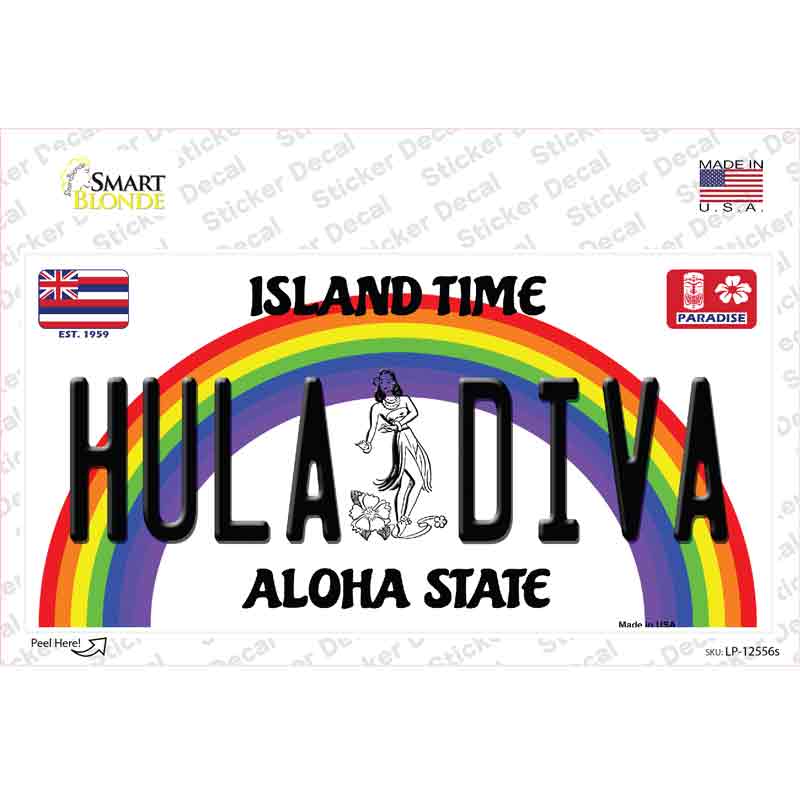 Hula Diva Hawaii Novelty Sticker Decal Small