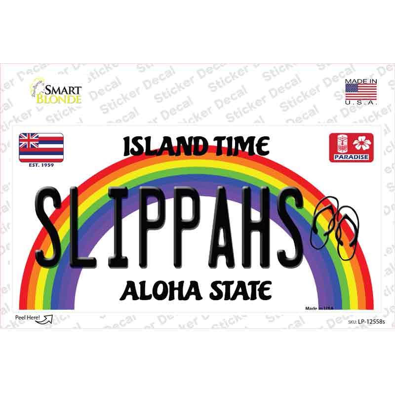 Slippahs Hawaii Novelty Sticker Decal Small