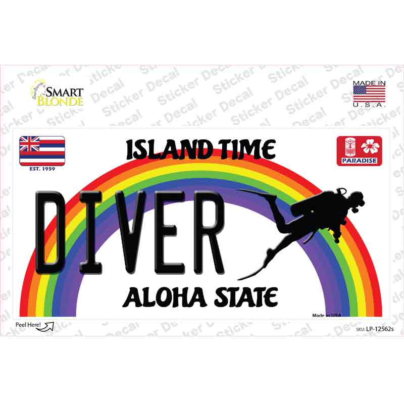 Diver Hawaii Novelty Sticker Decal Small