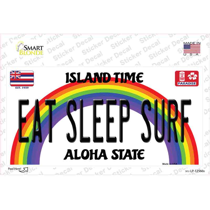 Eat Sleep Surf Hawaii Novelty Sticker Decal Small