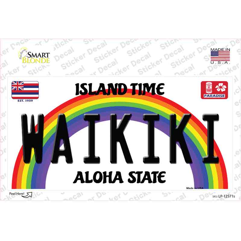 Waikiki Hawaii Novelty Sticker Decal Small