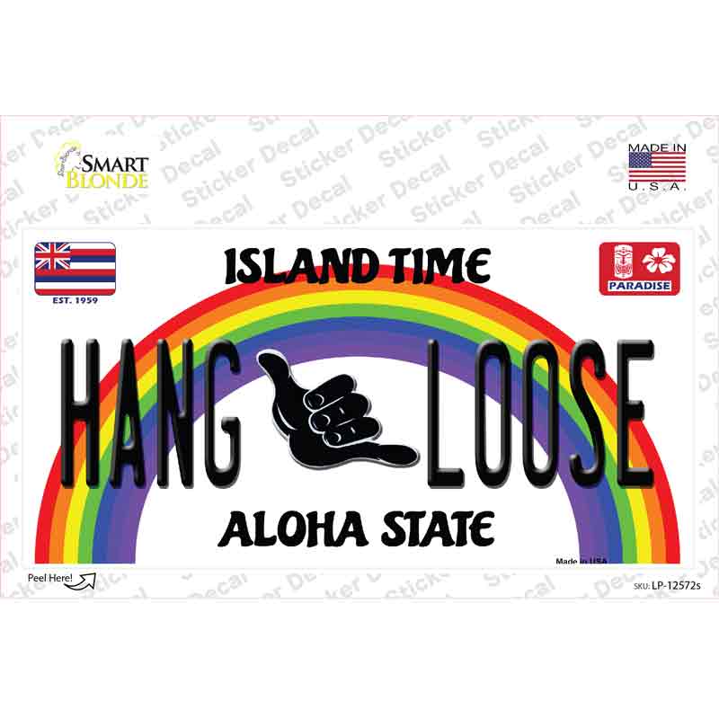 Hang Loose Hawaii Novelty Sticker Decal Small