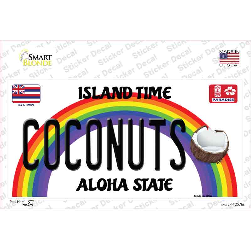 Coconuts Hawaii Novelty Sticker Decal Small