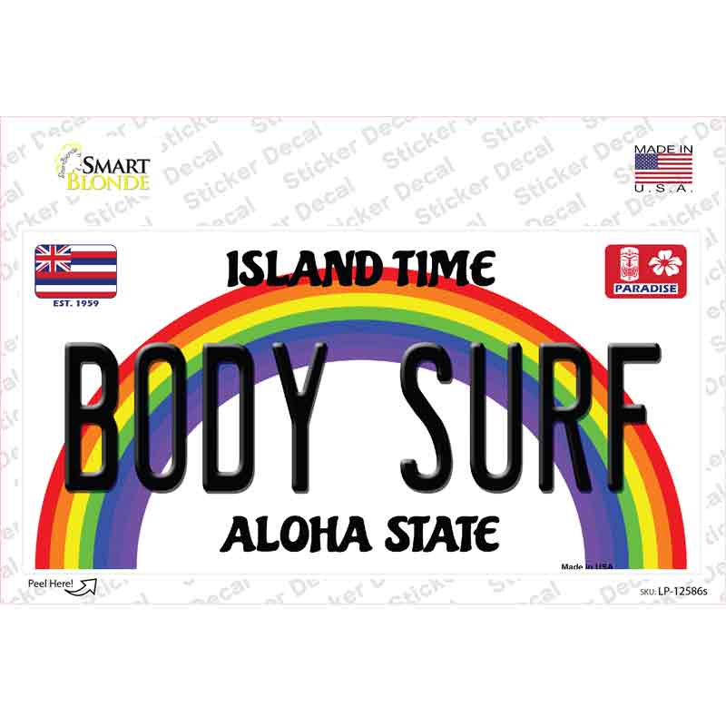 Body Surf Hawaii Novelty Sticker Decal Small