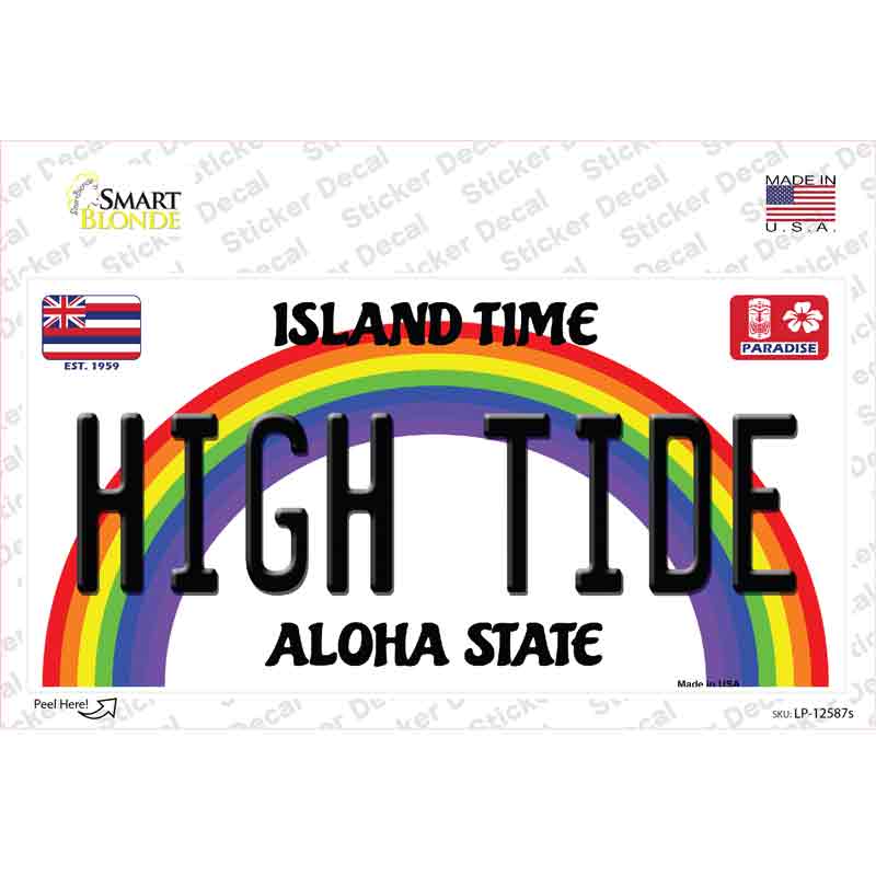 High Tide Hawaii Novelty Sticker Decal Small