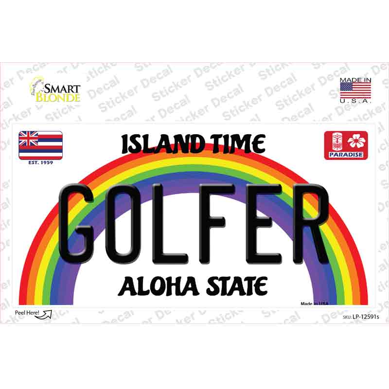 Golfer Hawaii Novelty Sticker Decal Small