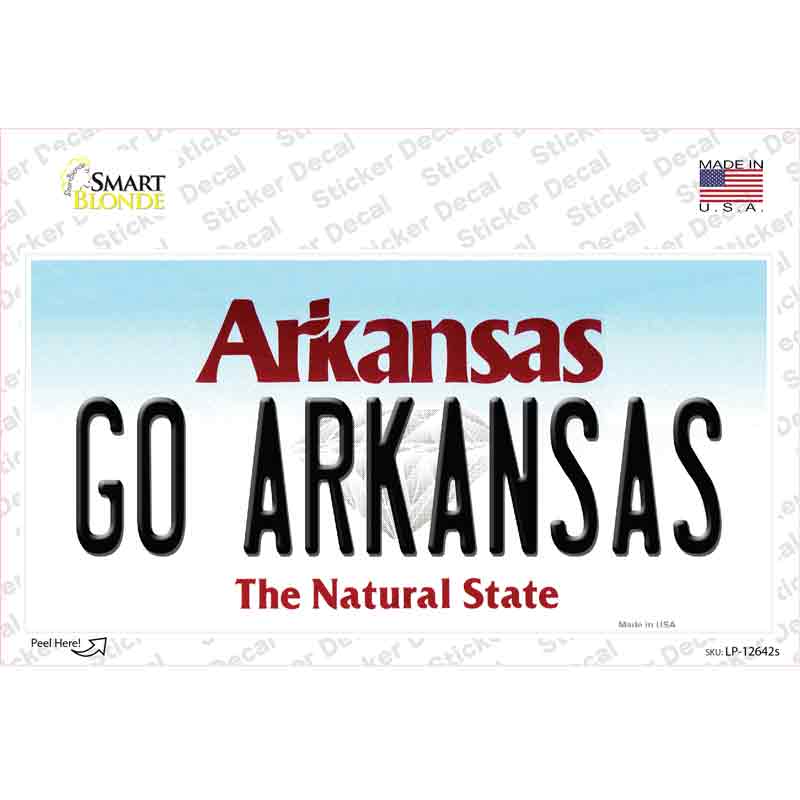 Go Arkansas Novelty Sticker Decal Small