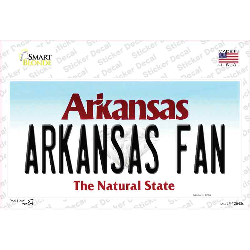 Arkansas Fan Novelty Sticker Decal Small