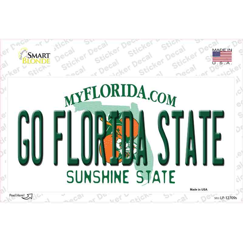 Go Florida State Novelty Sticker Decal Small