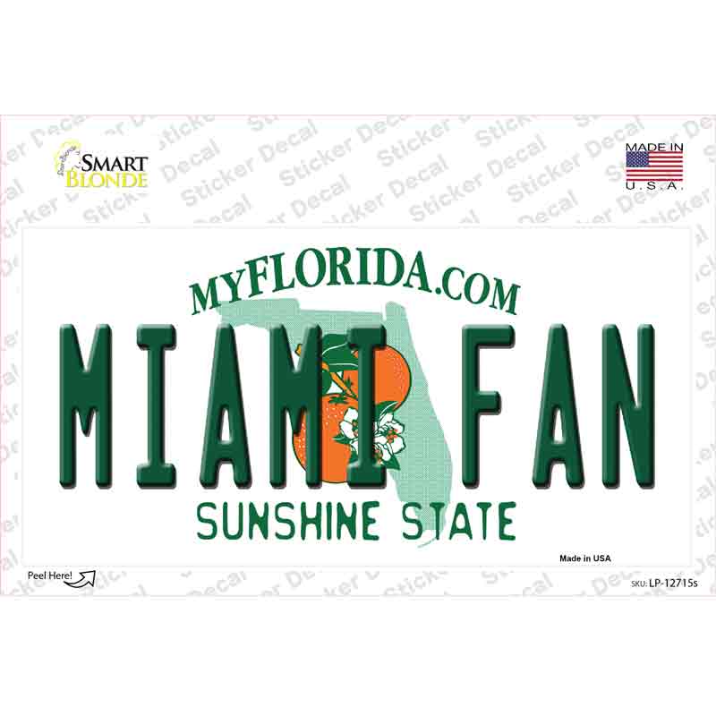 Miami Fan Novelty Sticker Decal Small