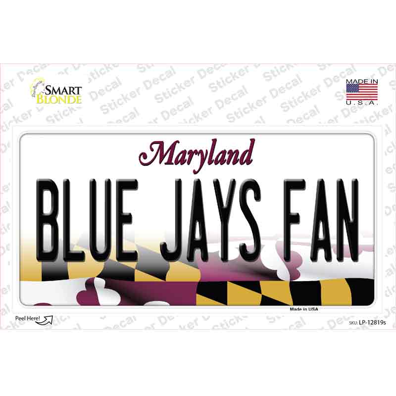 Blue Jays Fan MD Novelty Sticker Decal Small