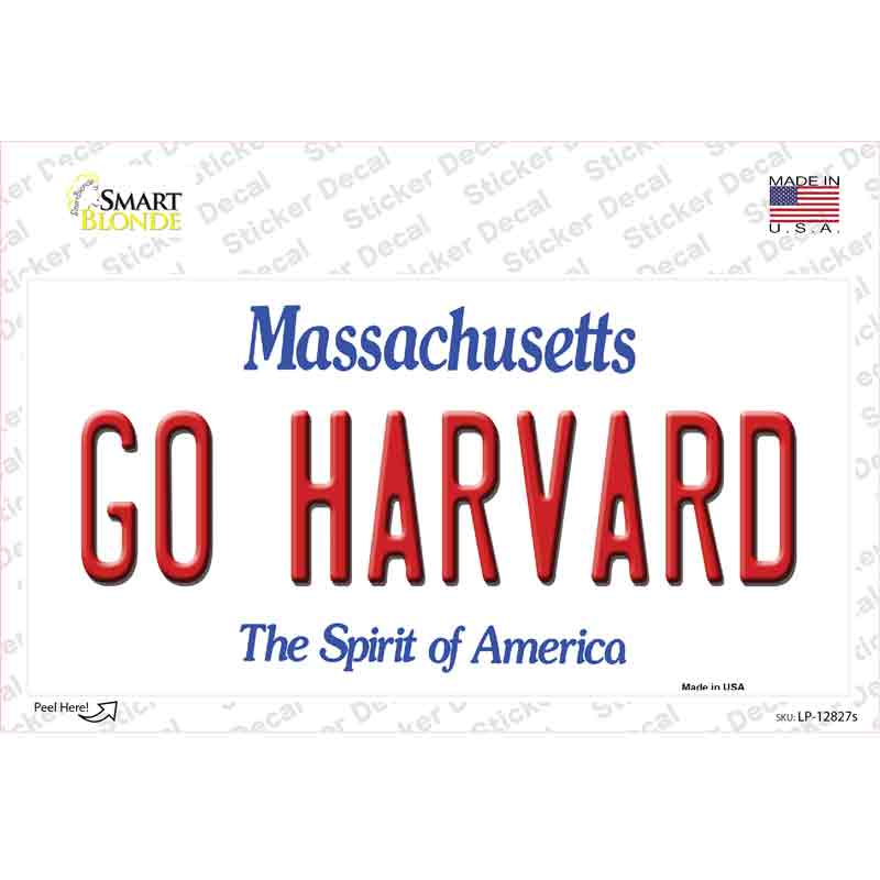 Go Harvard MA Novelty Sticker Decal Small