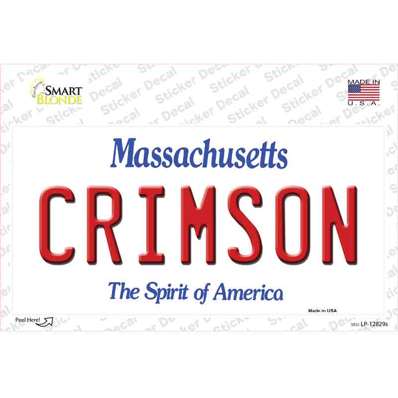 Crimson MA Novelty Sticker Decal Small