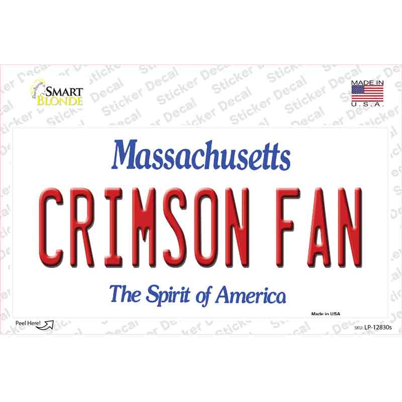 Crimson Fan MA Novelty Sticker Decal Small