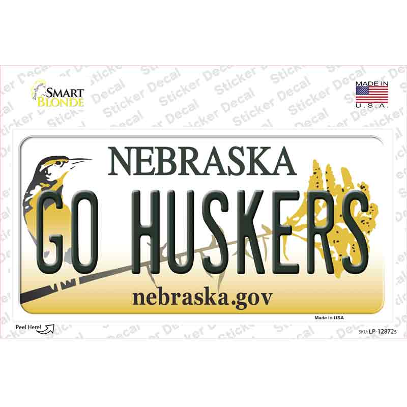 Go Huskers NE Novelty Sticker Decal Small