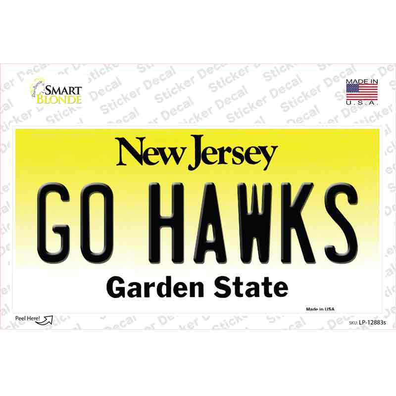 Go Hawks New Jersey NJ Novelty Sticker Decal