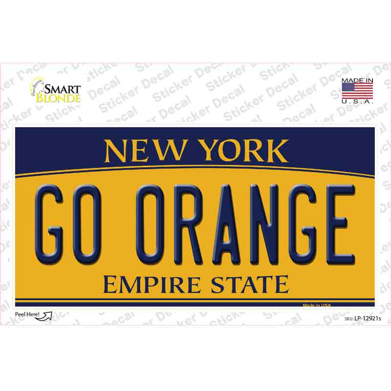 Go Orange NY Novelty Sticker Decal Small