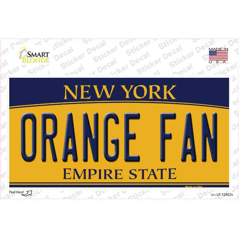 Orange Fan NY Novelty Sticker Decal Small