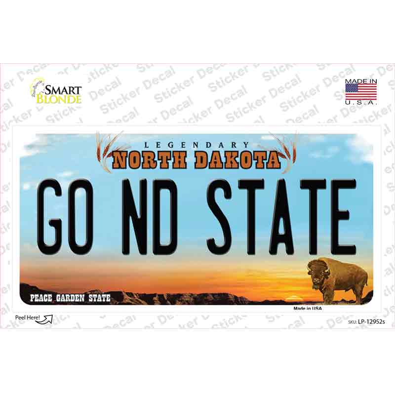 Go North Dakota State ND Novelty Sticker Decal Small