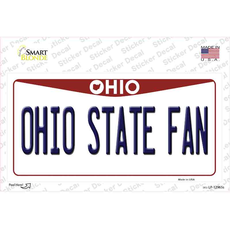 Ohio State Fan OH Novelty Sticker Decal Small