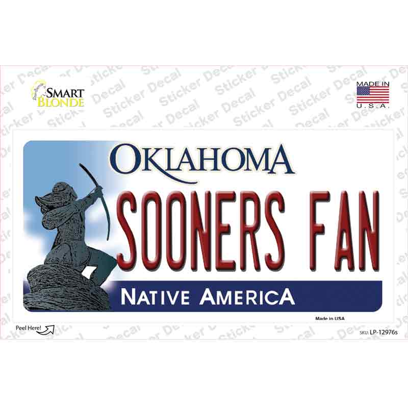 Sooners Fan OK Novelty Sticker Decal Small