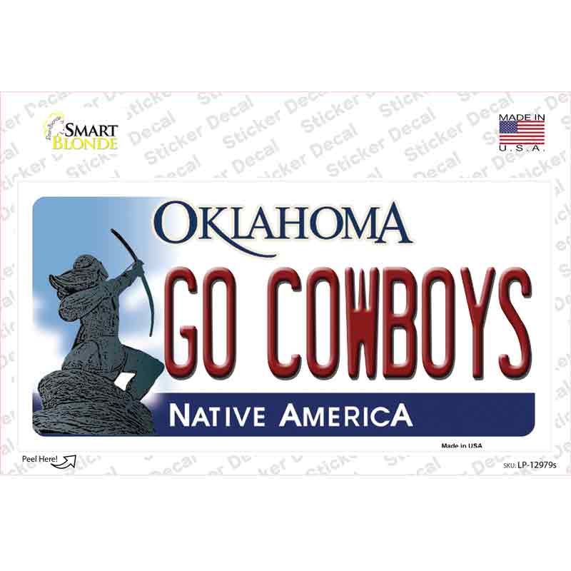 Go Cowboys OK Novelty Sticker Decal Small