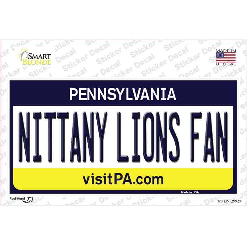 Nittany Lions Fan PA Novelty Sticker Decal Small