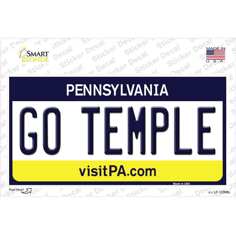 Go Temple PA Novelty Sticker Decal Small