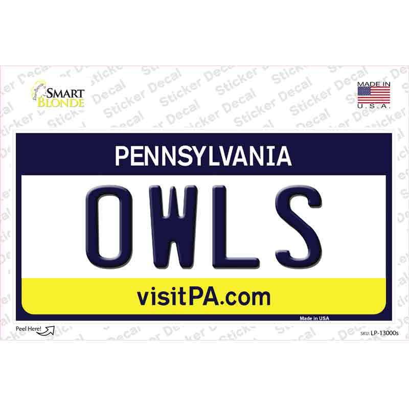 Owls PA Novelty Sticker Decal Small