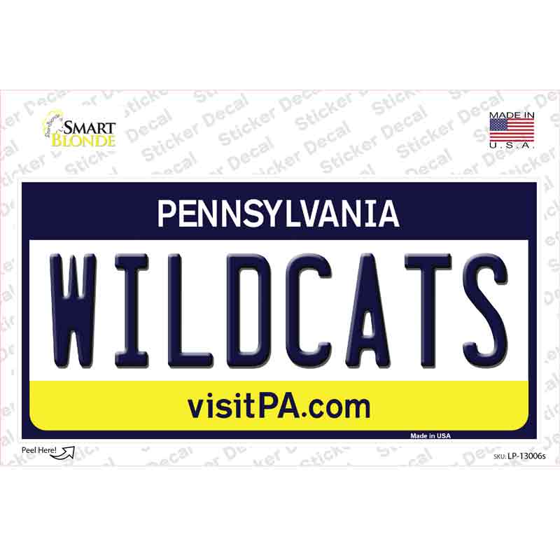 Wildcats Pennsylvania PA Novelty Sticker Decal Small